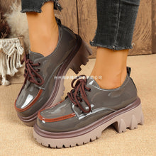 Load image into Gallery viewer, Women's Lace-Up Chunky Heel Shoes – Height-Increasing Vintage Round Toe
