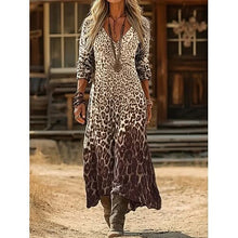 Load image into Gallery viewer, Women's Retro Chic 3D Print V-Neck Long-Sleeve A-Line Dress
