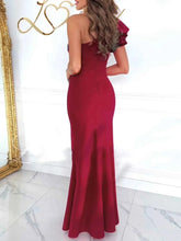Load image into Gallery viewer, Cutout One Shoulder Ruffle : Split Dress
