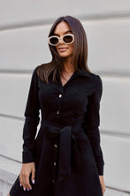 Load image into Gallery viewer, Loose Linen Lace-Up Long-Sleeve Mini Dress – 3 Colors, S–2XL
