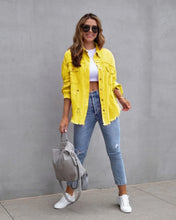 Load image into Gallery viewer, Fashion Ripped Shirt Jacket Female Autumn And Spring Casual Tops Womens Clothing
