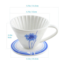 Load image into Gallery viewer, BLUE BREW Ceramic Pour Over Coffee Dripper &amp; Borosilicate Glass Server Set – Premium Single-Serve Coffee Maker with Heat-Resistant Carafe
