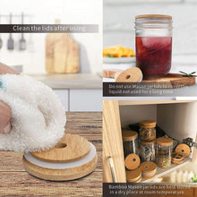 Load image into Gallery viewer, 🌿 Bamboo Mason Jar Lids with Straws – Leak-Proof, Reusable, and Eco-Friendly

