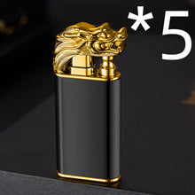 Load image into Gallery viewer, Creative Blue Flame Lighter Dolphin Dragon Tiger Double Fire Metal Winproof Lighter Inflatable Lighter
