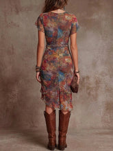 Load image into Gallery viewer, Women’s Slim-Fit Printed V-Neck Defined Waist Dress
