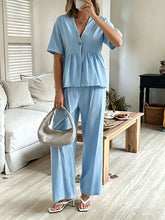 Load image into Gallery viewer, Women's V-Neck Loose Short-Sleeve Top &amp; Wide-Leg Pants Set
