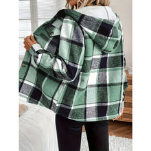 Load image into Gallery viewer, Women's Plaid Fleece Lined Hooded Jacket
