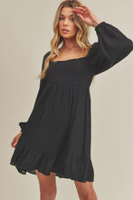 Load image into Gallery viewer, Ruffled Comfortable Hem Square Neck Balloon Sleeve Mini Dress For Women – Trendy, Romantic and Playful Style for Any Occasion
