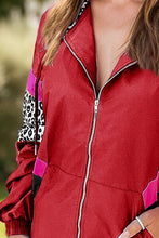 Load image into Gallery viewer, Colorful Women's Leopard Print Zip-Up Hooded Jacket Trendy Long Sleeve Outerwear with Pockets
