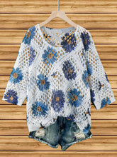 Load image into Gallery viewer, Women's Batwing-Sleeve Sweater – Hollowed-Out 3D Knitted Print Relaxed Fit

