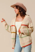 Load image into Gallery viewer, SO ME Loose Fit Multi Stripe Open Front Cardigan
