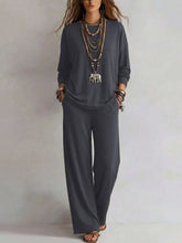 Load image into Gallery viewer, Women's Batwing-Sleeve Oversized Top &amp; Wide-Leg Pants Set
