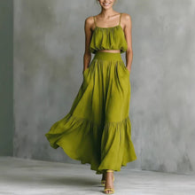 Load image into Gallery viewer, Women’s Two-Piece Flared Skirt Set – High-Waist Elegant Outfit
