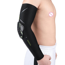 Load image into Gallery viewer, 1PC Sport Black Arm Guard Compression Sleeves Sports Fitness Elastic Elbow Protective Pad Outdoor Basketball Football Sleeves For UV Summer Sun Protection Men Athletic Arm Cover
