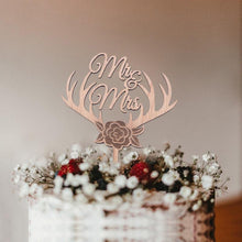 Load image into Gallery viewer, 1Pcs Hollow Letter Love Just Married Mr &amp; Mrs Cake Topper Mr and Mrs Cake Toppers Wooden Wedding Cake Topper Party Cake Decoration Mr And Mrs Cake Topper Bride and Groom Wooden Wedding Cake Topper For Wedding Party Supplies
