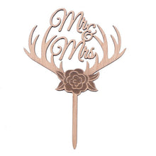 Load image into Gallery viewer, 1Pcs Hollow Letter Love Just Married Mr &amp; Mrs Cake Topper Mr and Mrs Cake Toppers Wooden Wedding Cake Topper Party Cake Decoration Mr And Mrs Cake Topper Bride and Groom Wooden Wedding Cake Topper For Wedding Party Supplies
