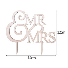 Load image into Gallery viewer, 1Pcs Hollow Letter Love Just Married Mr &amp; Mrs Cake Topper Mr and Mrs Cake Toppers Wooden Wedding Cake Topper Party Cake Decoration Mr And Mrs Cake Topper Bride and Groom Wooden Wedding Cake Topper For Wedding Party Supplies
