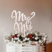 Load image into Gallery viewer, 1Pcs Hollow Letter Love Just Married Mr &amp; Mrs Cake Topper Mr and Mrs Cake Toppers Wooden Wedding Cake Topper Party Cake Decoration Mr And Mrs Cake Topper Bride and Groom Wooden Wedding Cake Topper For Wedding Party Supplies
