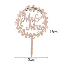 Load image into Gallery viewer, 1Pcs Hollow Letter Love Just Married Mr &amp; Mrs Cake Topper Mr and Mrs Cake Toppers Wooden Wedding Cake Topper Party Cake Decoration Mr And Mrs Cake Topper Bride and Groom Wooden Wedding Cake Topper For Wedding Party Supplies
