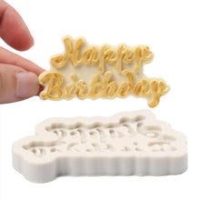 Load image into Gallery viewer, 1Pcs Silicone 3D Happy Birthday Shaped Fondant Chocolate Molds Letter Chocolate Fondant Cake Decorating Tools Mould Happy Birthday Silicone Molds Letter Silicone Molds Happy Birthday Cake Molds Chocolate Mold Candy Fondant Mold Cake Decoration

