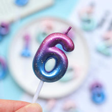 Load image into Gallery viewer, 1pcs Starry Sky Candles Birthday Cake Decoration Gradient Party Cake Decor Candles Happy Birthday Number Candles for Cake Topper Decoration for Party
