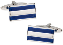 Load image into Gallery viewer, 2 Bar Blue Enamel Cufflinks
