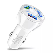 Load image into Gallery viewer, 2 Pack 3 Port USB Fast LED Car Charger For Devices
