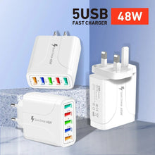 Load image into Gallery viewer, 2 Pack of 5 Port Wall Charger Charge 5 Devices at Once!
