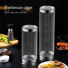 Load image into Gallery viewer, 2 PCS Grill Basket BBQ Rolling Grilling Basket Stainless Steel Grill Mesh Barbeque Portable Grill Accessories for Fish BBQ Rolling Grilling Basket for Outdoor Grill Cylindrical Stainless Steel Grill
