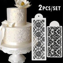 Load image into Gallery viewer, 2 Style Cake Side Cupcake Cake Sugarcraft Decoration Cake Mould Plastic Baking Cake Decorating Tool 2 Pieces Cupcake Stencil Cake Side Decorating Templates Powdered Sugar Template Wedding Cake Decor Flower Molding
