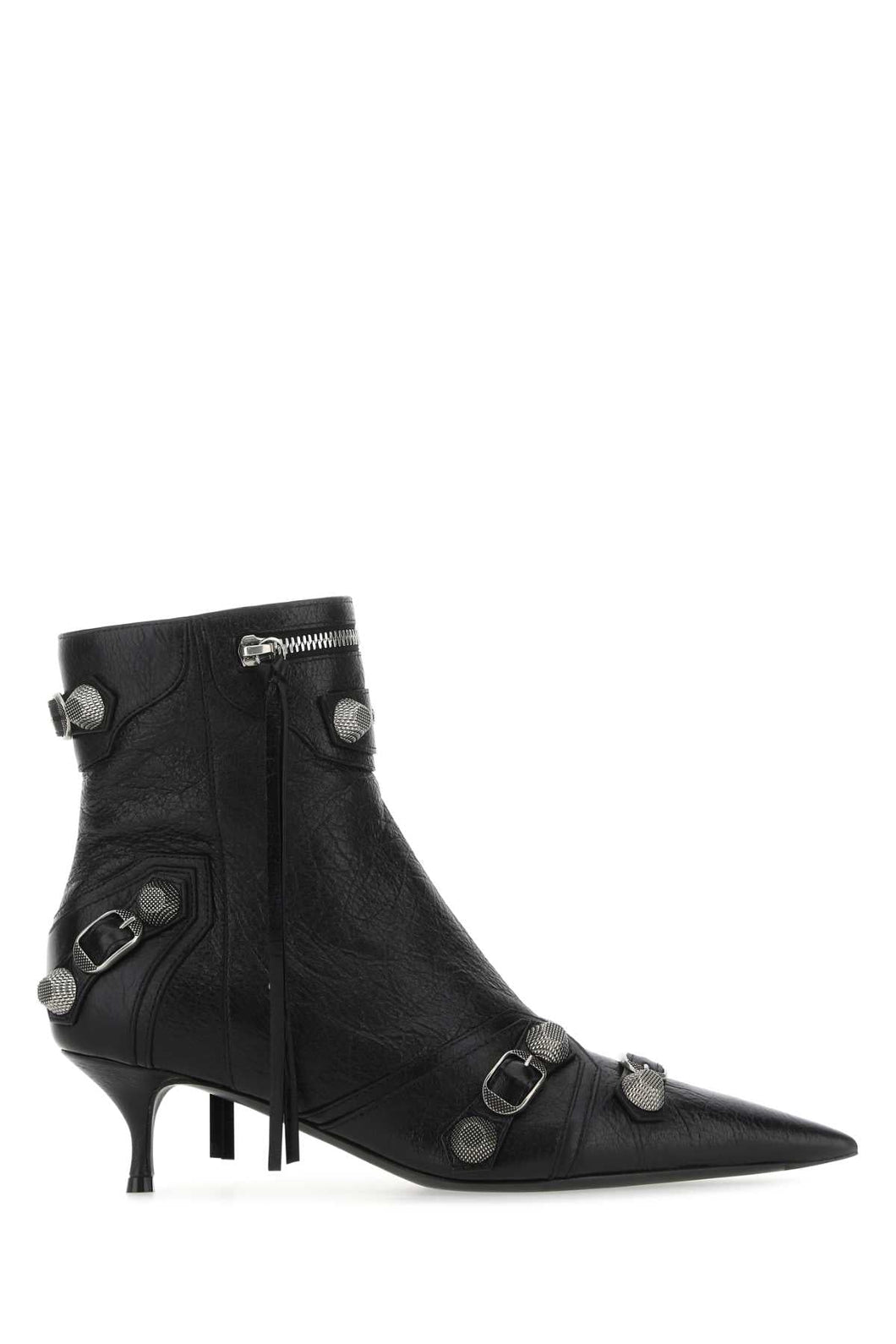 Balenciaga Women Black Leather Cagole Ankle Boots