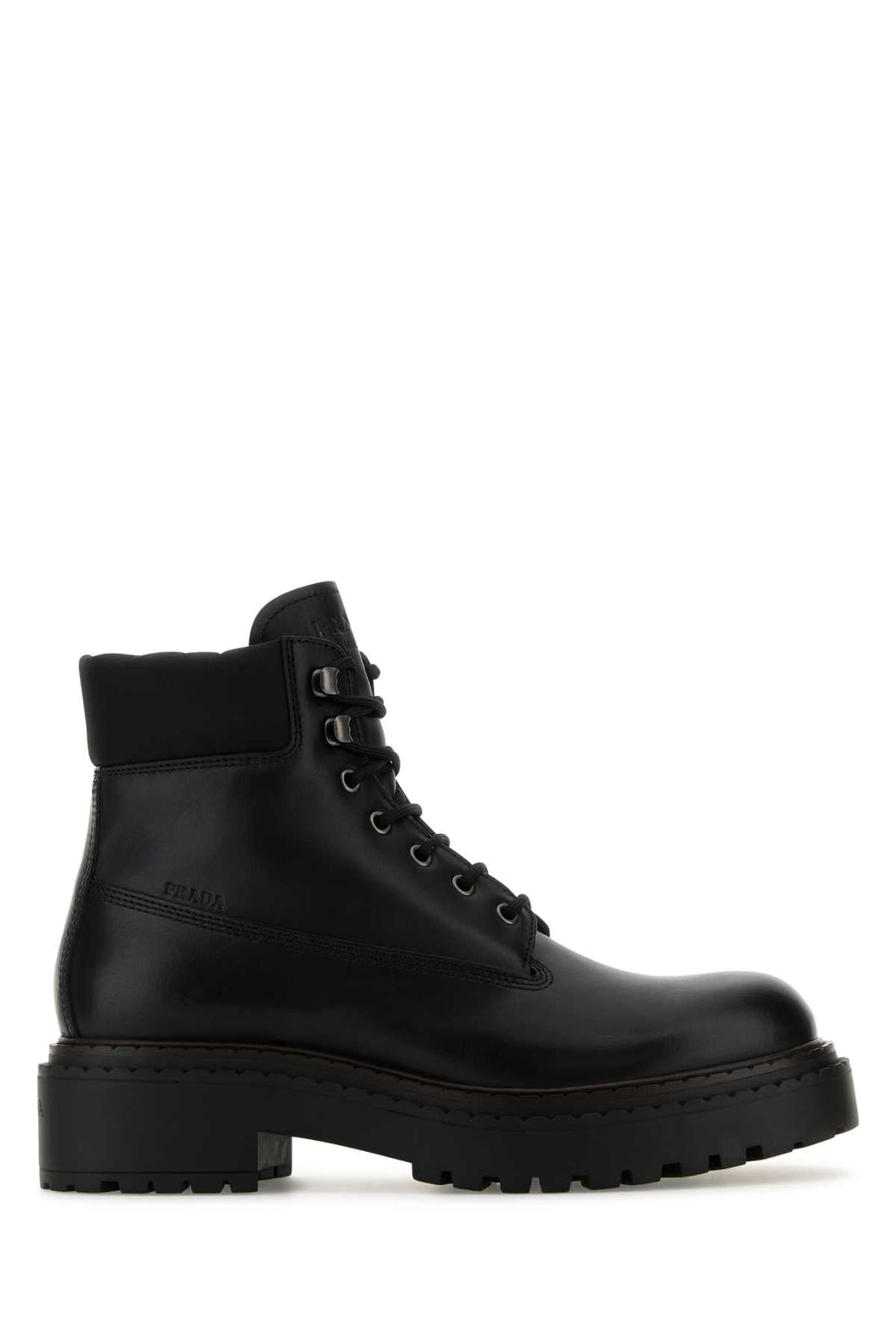 Prada Men Black Leather Ankle Boots
