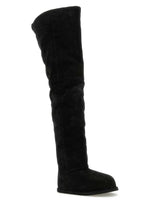 Load image into Gallery viewer, Amina Muaddi Women Black Suede Heidi Over-The-Knee Boots
