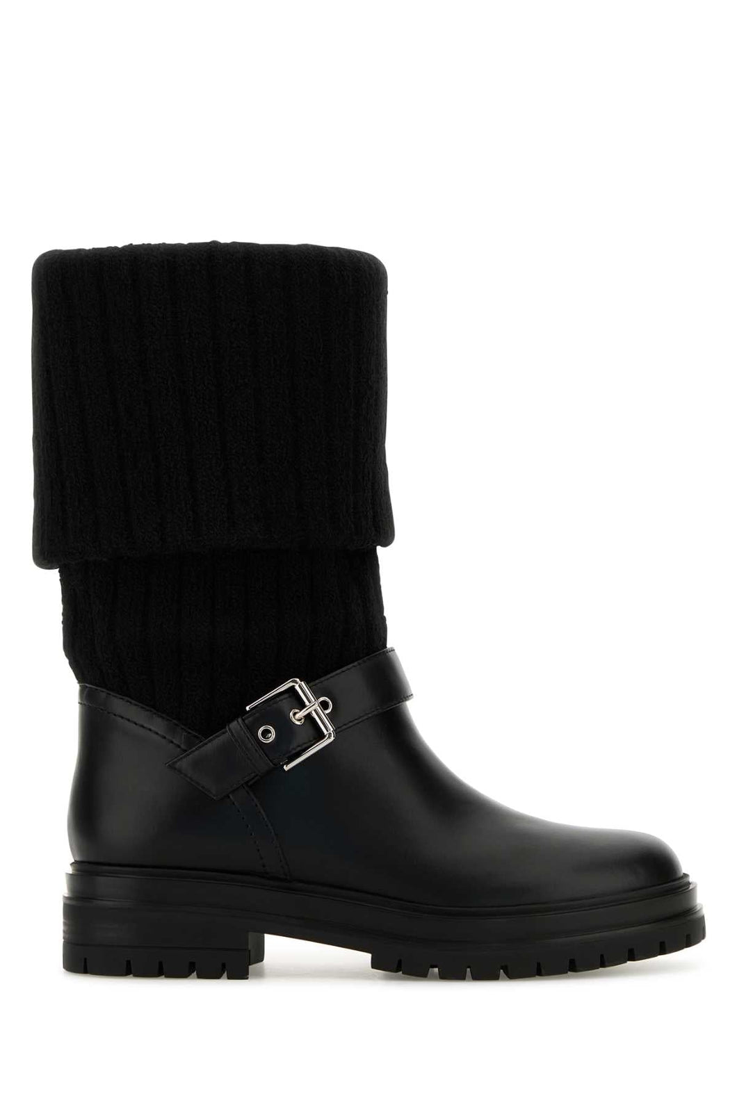 Gianvito Rossi Women Black Leather And Fabric Thurso Boots