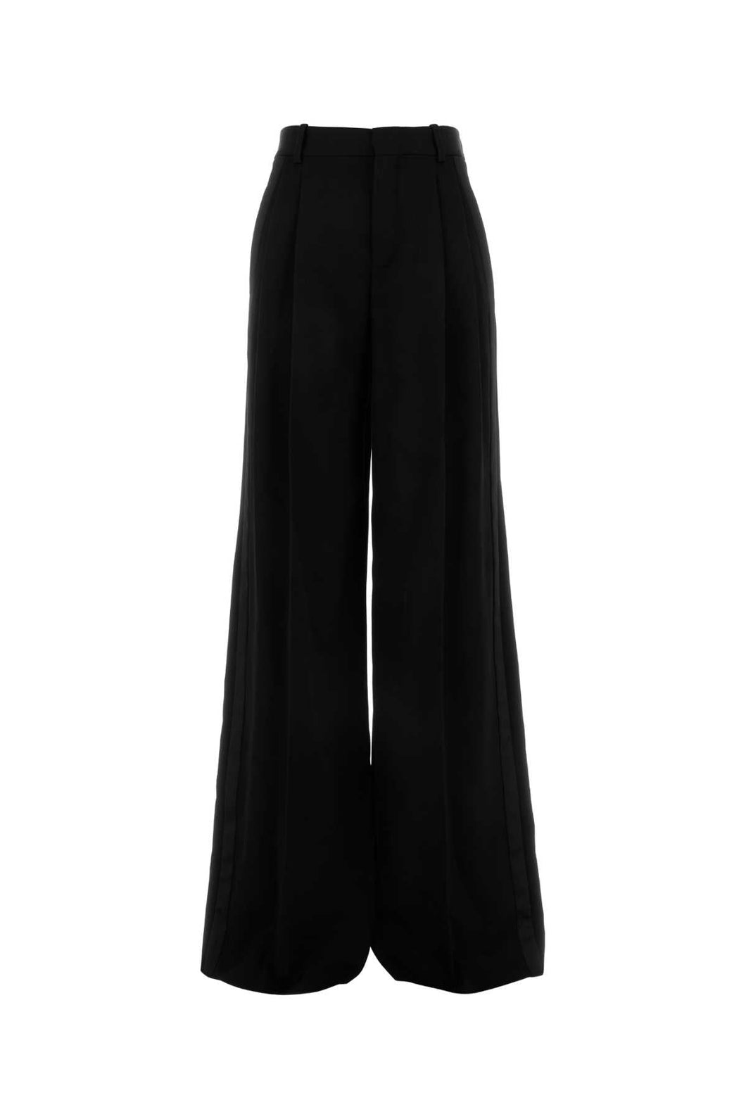 Saint Laurent Women Black Wool Wide-Leg Pant