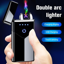 Load image into Gallery viewer, Modern Dual Arc USB Electric Touch Lighter LED ScreenTouch Fire Plasma Arc Lighter Windproof Metal Novelty Lighter Mens Gift In Elegant Gentlemen MEtal Lighter Style
