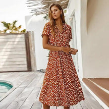 Load image into Gallery viewer, 2021 Fashion Summer Dress Women Polka Dot Print High Waist Vintage Dresses - Luxury Fashion Dresses For Women
