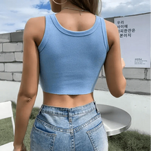 Load image into Gallery viewer, Summer Fitness Sport Top Fashion Printed Ribbed Crop Tank Tops - Top Cute Fashion Fitness Modern Yoga Women Summer Clothing Style Classy Tops
