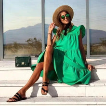 Load image into Gallery viewer, Women Retro Loose Casual Round Neck Short Sleeve Dress - Cute Fashion Dresses For Women
