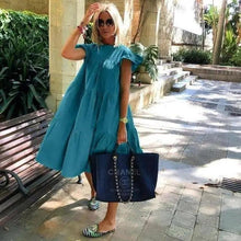 Load image into Gallery viewer, Women Retro Loose Casual Round Neck Short Sleeve Dress - Cute Fashion Dresses For Women
