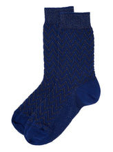 Load image into Gallery viewer, Missoni Women Black And Blue Iconic Zig Zag Short Socks In Lightweight Lamé Knit Woman Missoni
