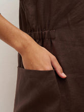 Load image into Gallery viewer, 100% Linen V-neck Bell Pocket Midi Dress EVELINA
