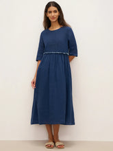 Load image into Gallery viewer, 100% Linen Petal-Waist Drawstring Midi Dress JASMINE
