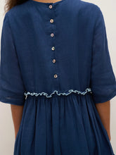 Load image into Gallery viewer, 100% Linen Petal-Waist Drawstring Midi Dress JASMINE
