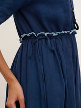 Load image into Gallery viewer, 100% Linen Petal-Waist Drawstring Midi Dress JASMINE

