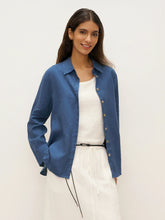 Load image into Gallery viewer, 100% Linen Button-Front Shirt with Extended Hem JOVAN
