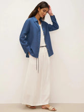 Load image into Gallery viewer, 100% Linen Button-Front Shirt with Extended Hem JOVAN
