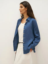Load image into Gallery viewer, 100% Linen Button-Front Shirt with Extended Hem JOVAN
