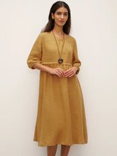 Load image into Gallery viewer, 100% Linen A-Line Drawstring Waist Midi Dress DIXIE

