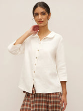 Load image into Gallery viewer, 100% Linen Peter Pan Collar 3/4 Sleeve Shirt ASTRID
